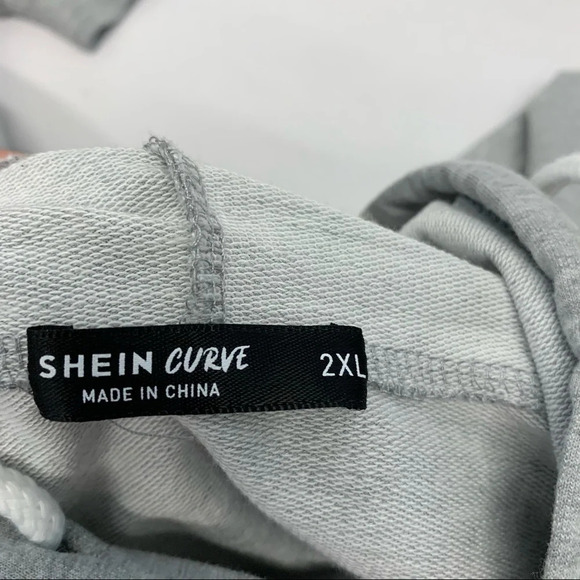 Shein‎ Curve Sweatshirt Woman 2XL Gray Full Zip Hood Pockets Light Weight Crop - Picture 7 of 10